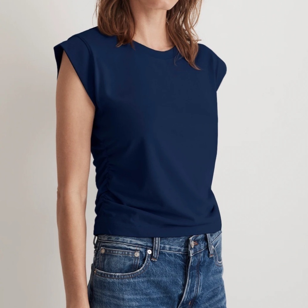 Madewell Side-Cinch Muscle Tee in Dark Nightfall size XXS NWT NJ787